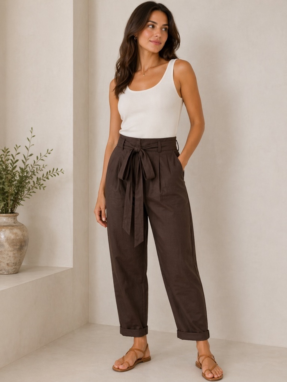 Anthropologie Cartonnier paper bag cropped pants 6